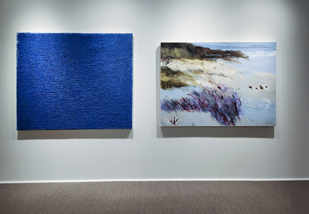 "Nanny Goat Beach" 48 X 66 hanging in front gallery