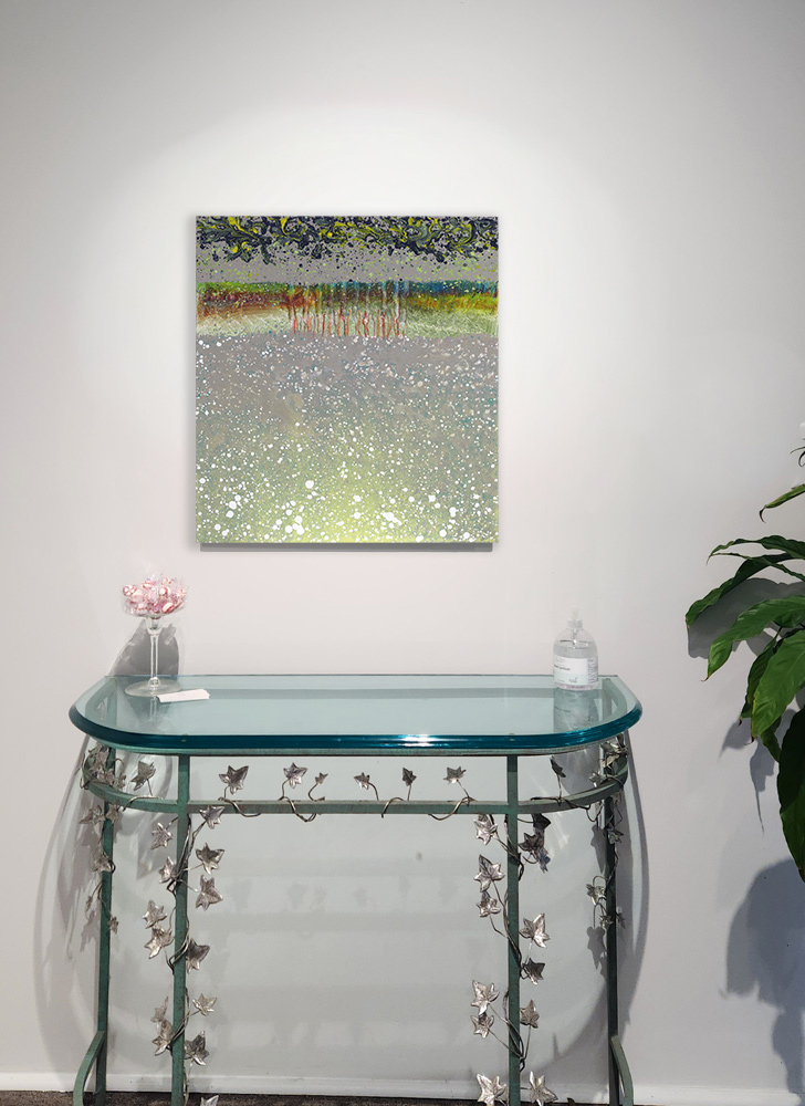 "Catalyst" 26 x 24 hanging over a console