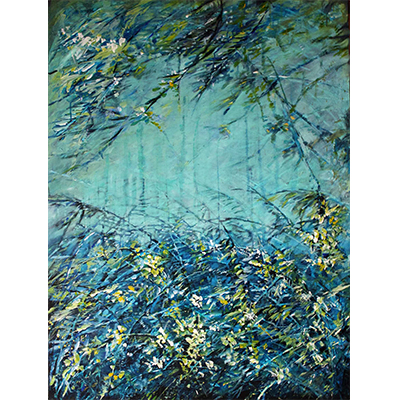 Landscape in Blue I 48 X 36 by Marleen De Waele De Bock