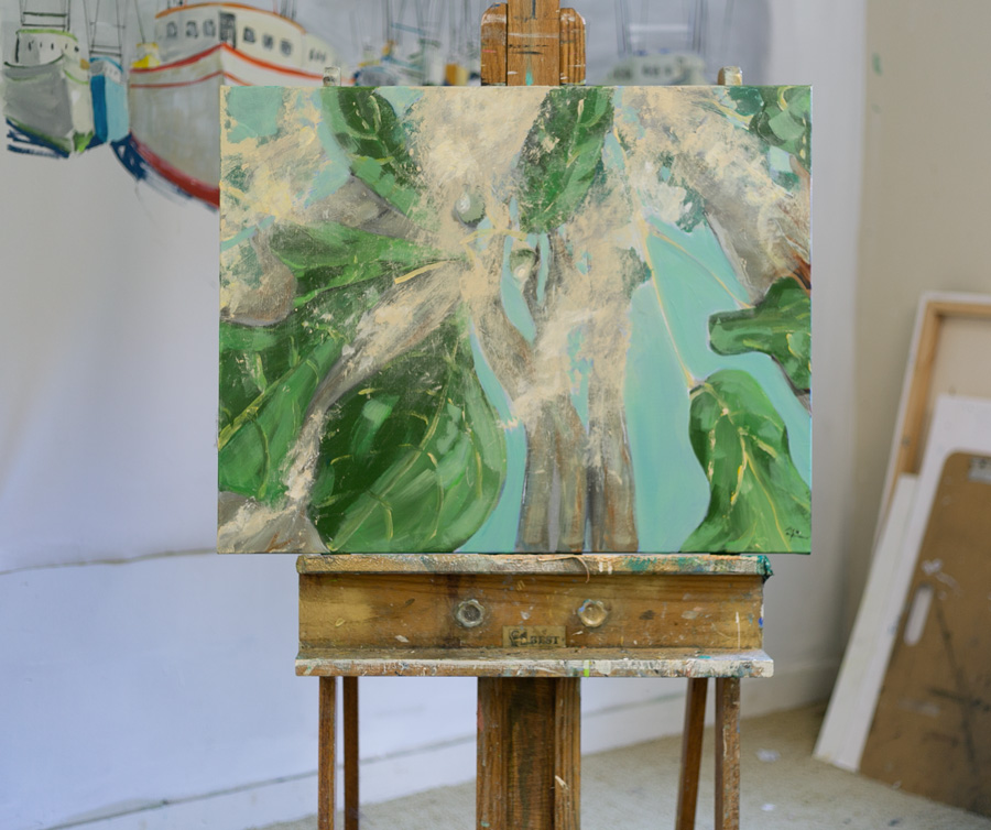 "Whimsical Water Oak" on easel