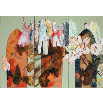 Sacred Space (triptych) 25 X 36 by Donna Johnson