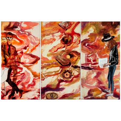 The Space Between Us triptych 48 X 72 by Donna Johnson