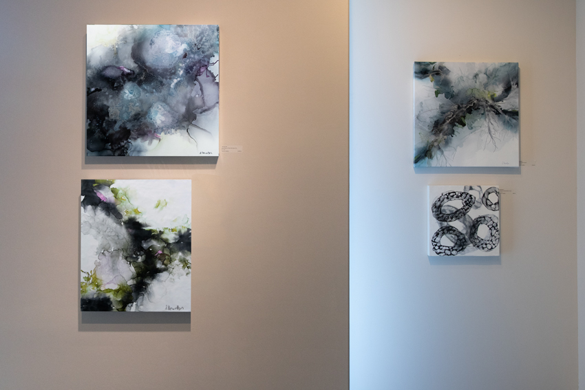 "Mineral Mining" above "Kindled" at Reinike Gallery