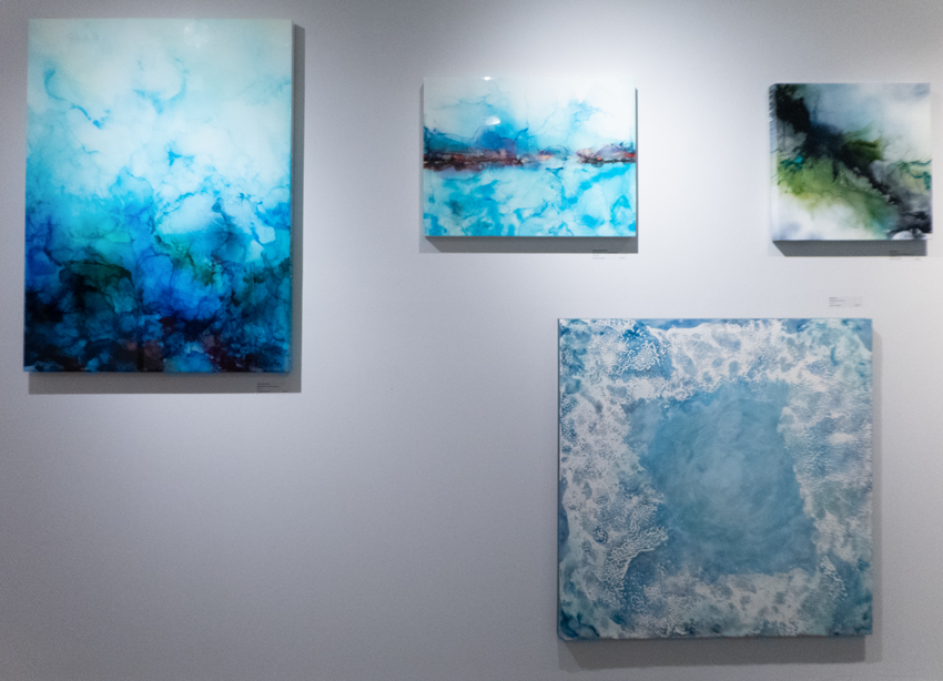 "Watershed" (far right) with three other Llewellyn paintings