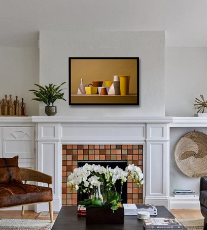 Marigold Minuet above a fireplace