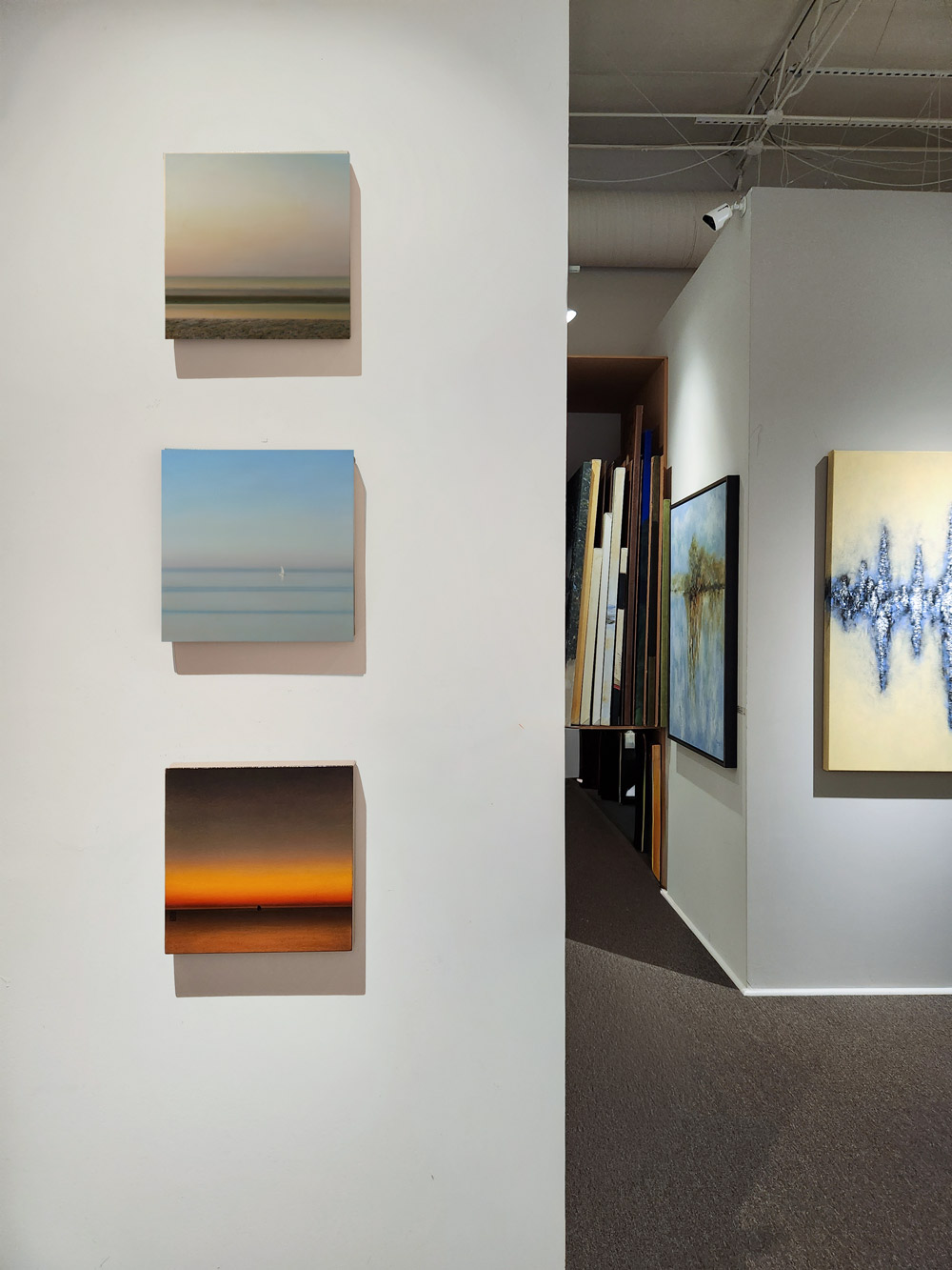 "Sea of Crossing" with two other small O'Halloran paintings