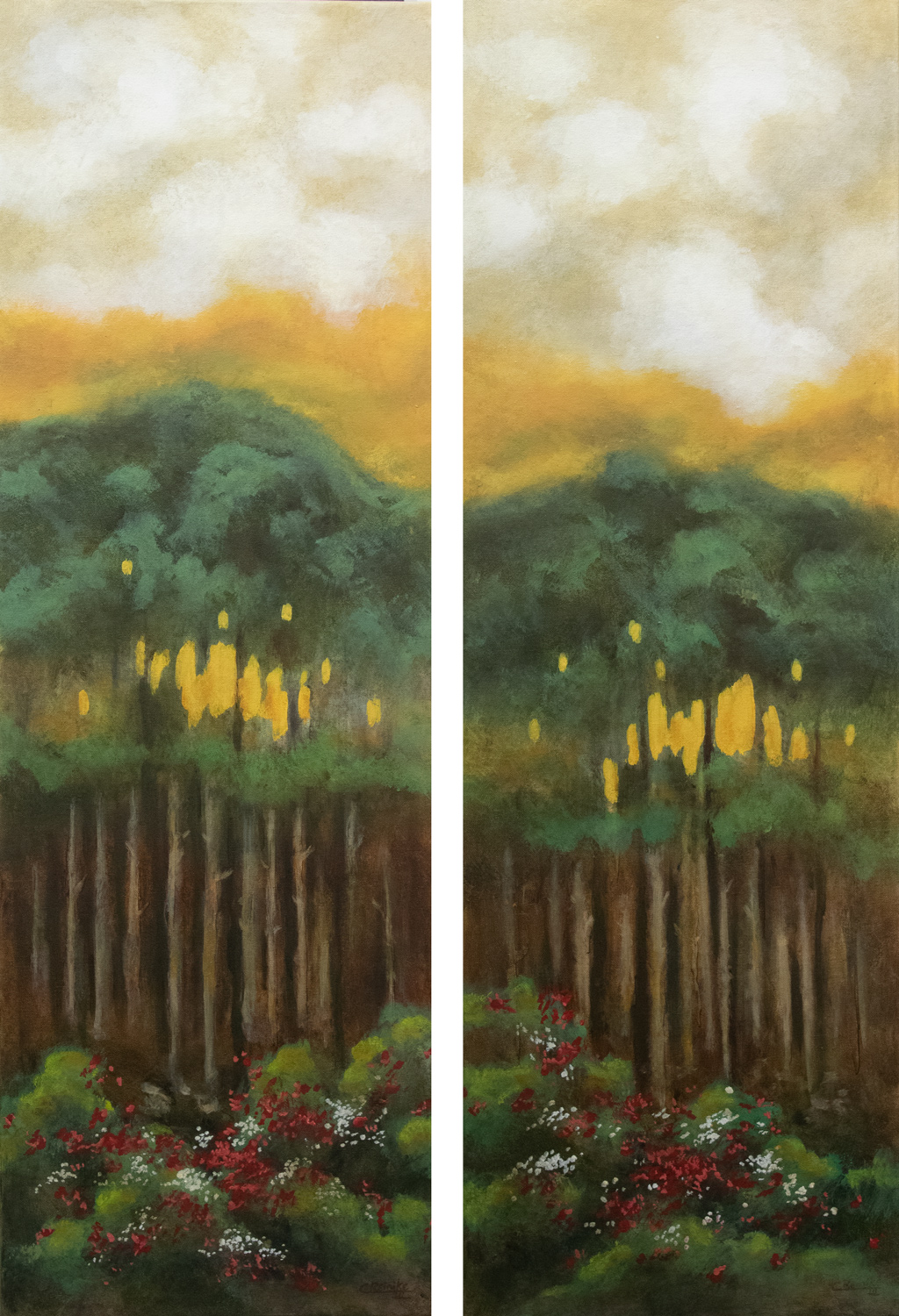 Strata I and Strata II 42  X 14 (each)   by Charles H. Reinike III