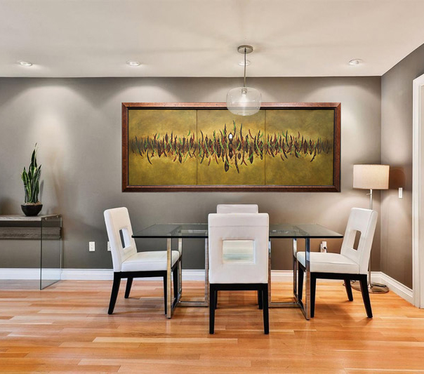 "Seeds III" hanging in a dining area