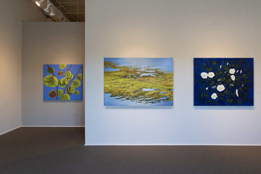 Low Tide with Seagrapes on Blue and Moonflowers on Blue 