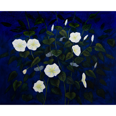 Moonflowers on Blue 42 X 52 by Charles H. Reinike III