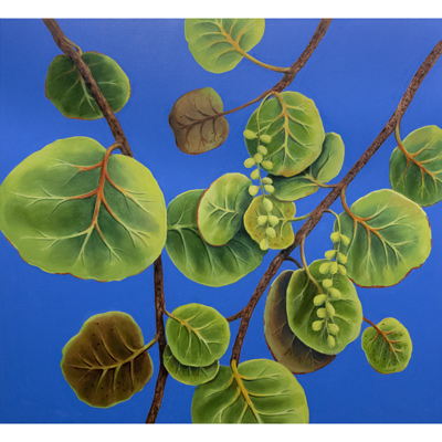 Sea Grapes on Blue 44 X 48 by Charles H. Reinike III