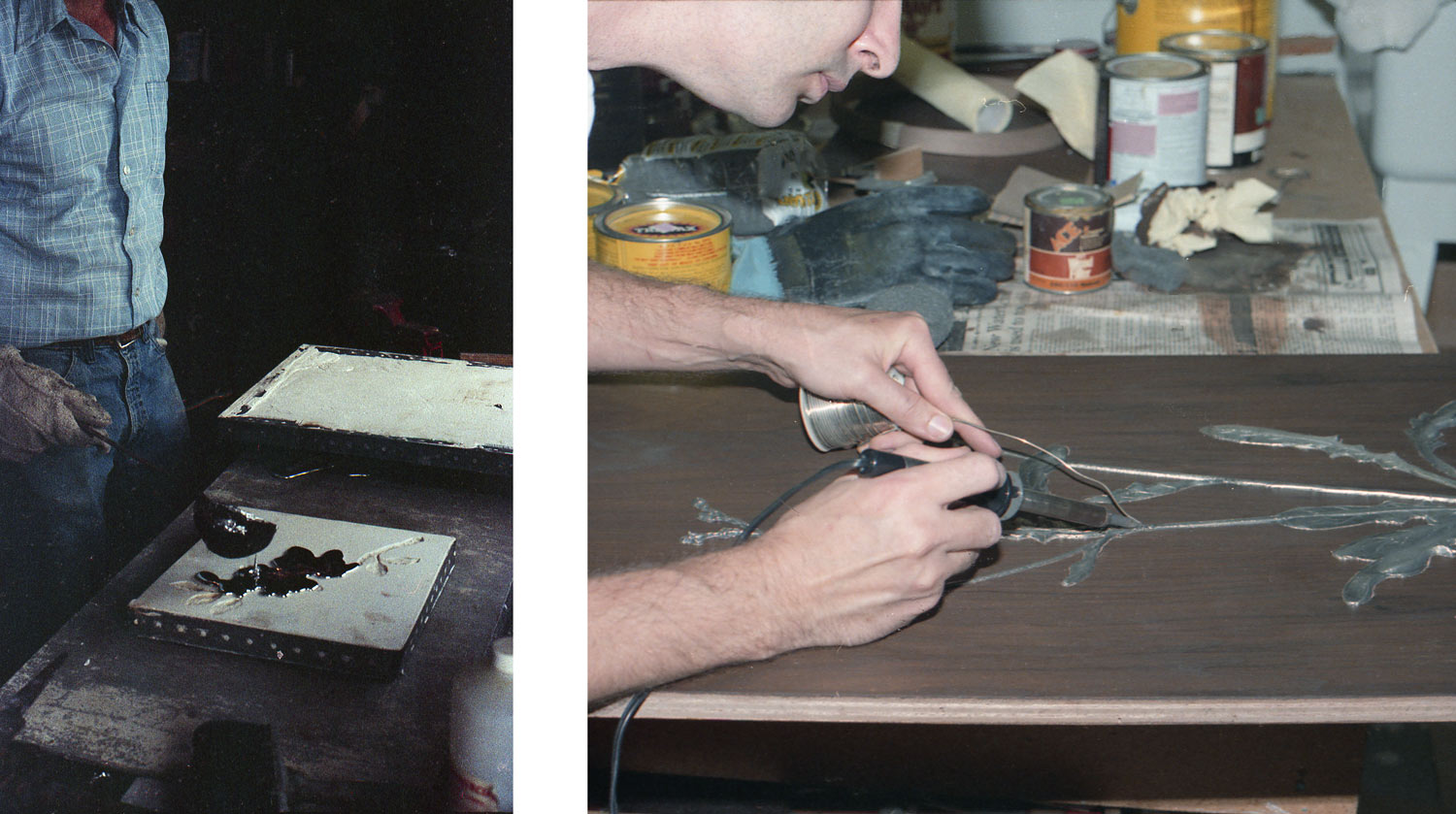 Charles H. Reinike III and Chas. H. Reinike Working on Pewter Bar.