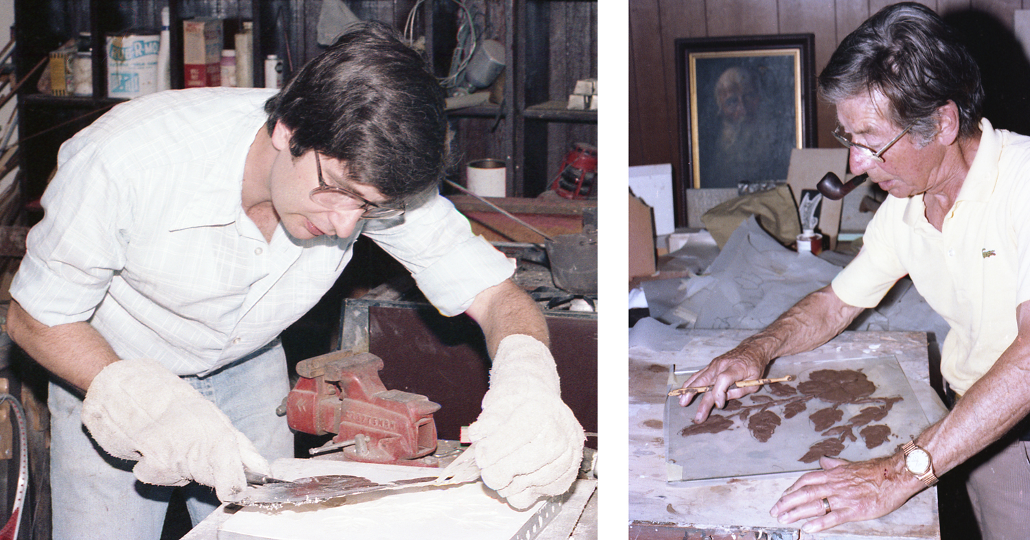 Charles H. Reinike III and Chas. H. Reinike Working on Pewter Bar.