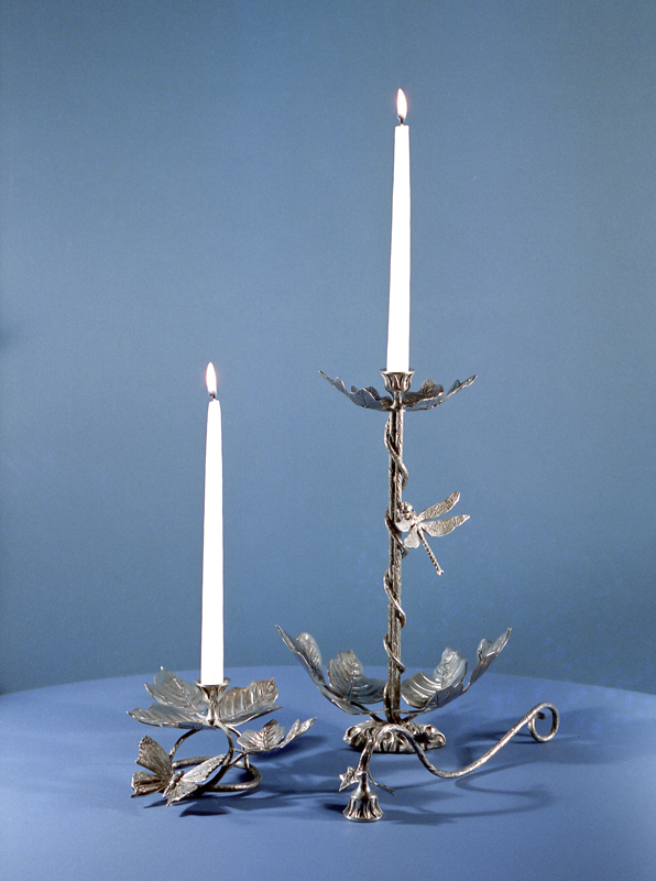 Candlesnuffer with Low Kudzu Candleholder and Tall Twisted Kudzu Candleholder