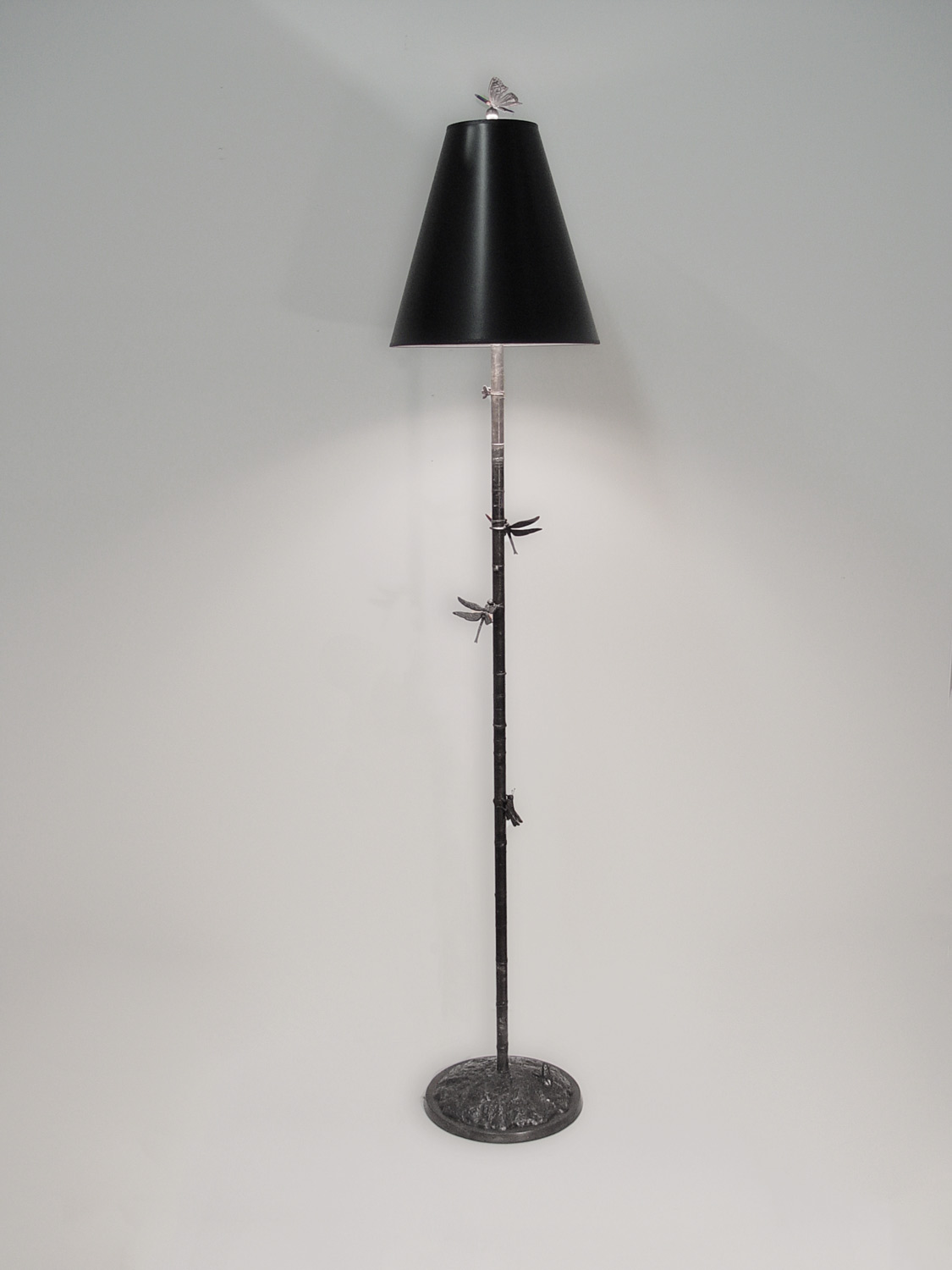 Tall Standing Lamp with Dragonflies and Grasshoppers by Charles H. Reinike III