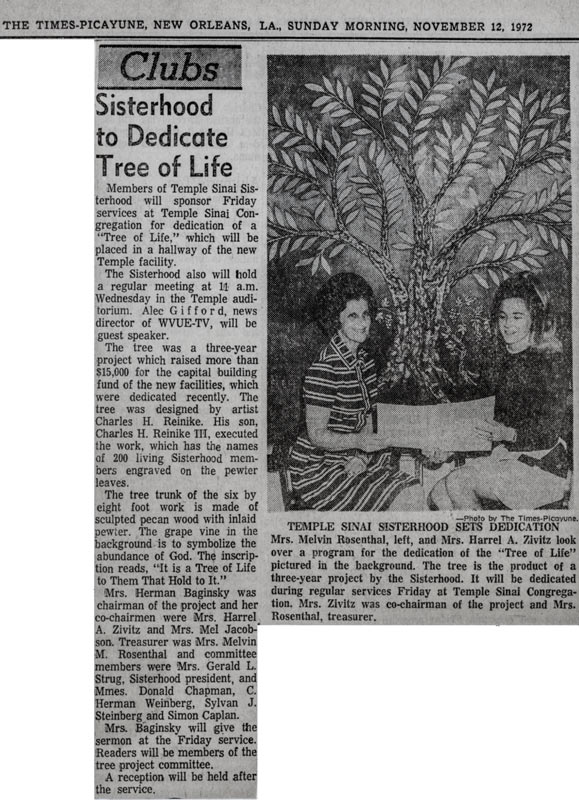 Newspaper Article - Tree of Life Dedication